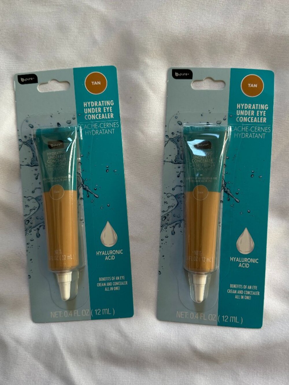 b pure Hydrating Under Eye Concealer, Hyaluronic Acid, Tan, Set of 2